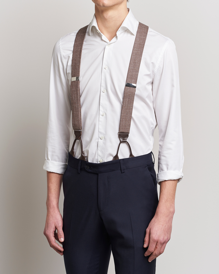 Homme | Albert Thurston Linen Braces Brown | Albert Thurston | Linen Braces Brown