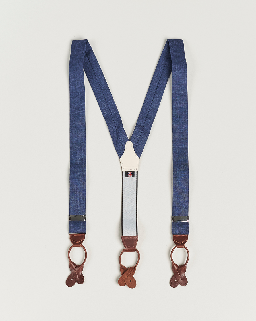 Homme | Albert Thurston Linen Braces Blue | Albert Thurston | Linen Braces Blue