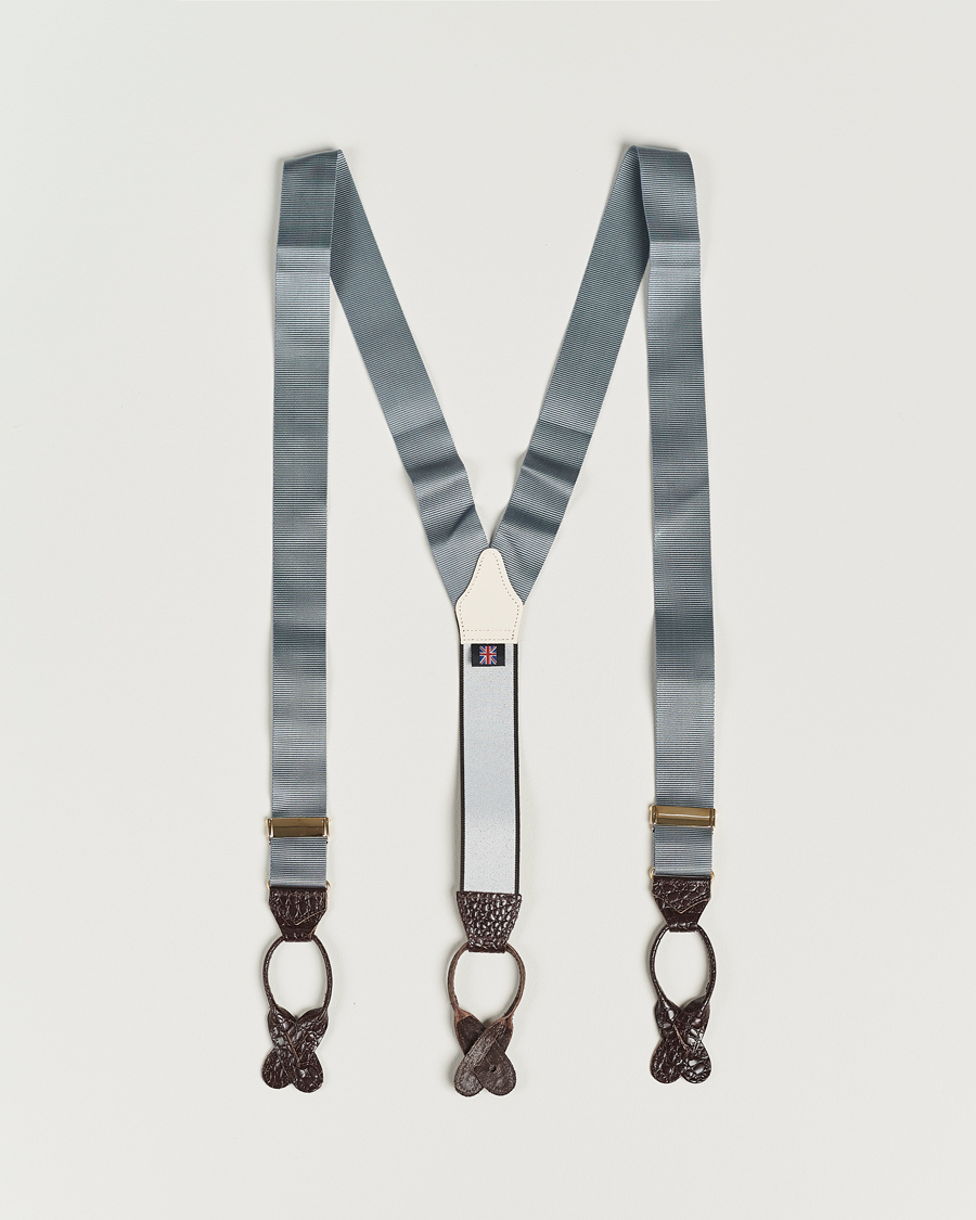 Heren | Albert Thurston Elastic Ribbed Rigid Braces 35mm Dove Grey | Albert Thurston | Elastic Ribbed Rigid Braces 35mm Dove Grey