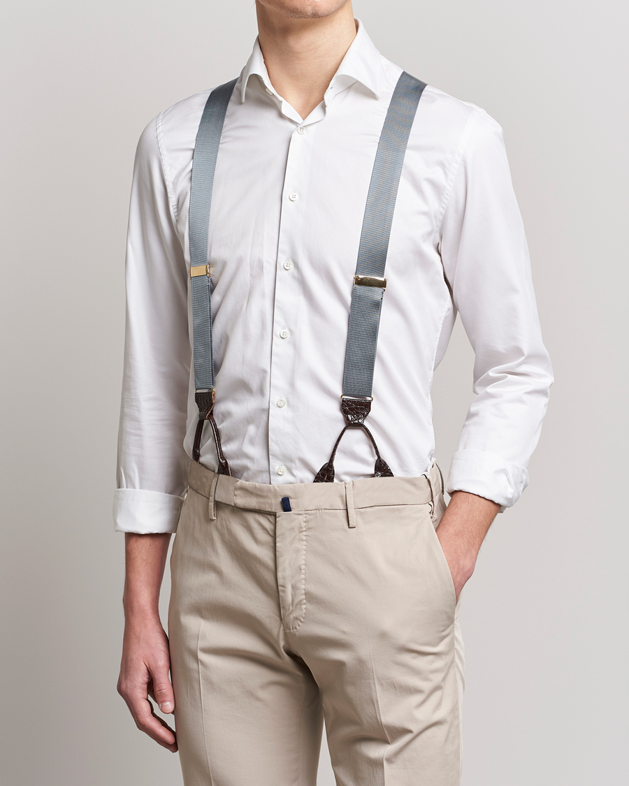 Heren | Bretels | Albert Thurston | Elastic Ribbed Rigid Braces 35mm Dove Grey