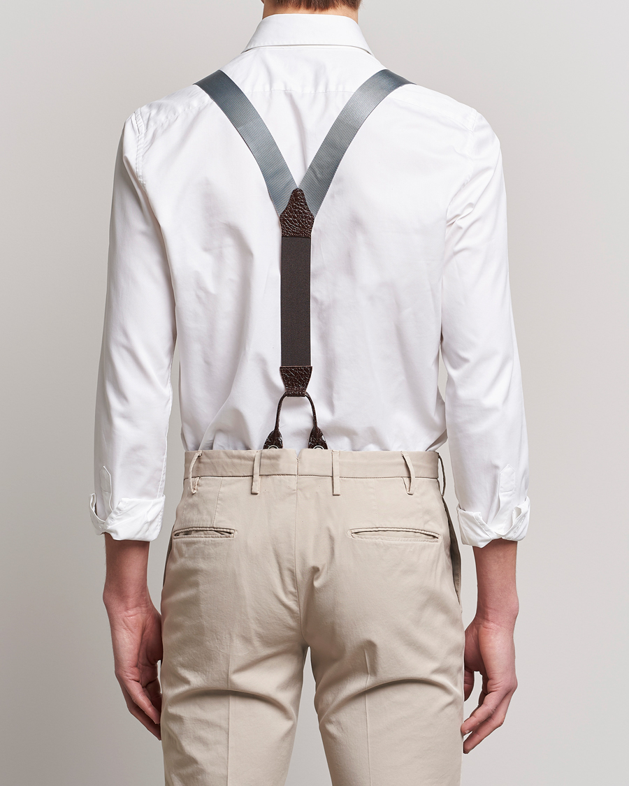 Heren | Albert Thurston Elastic Ribbed Rigid Braces 35mm Dove Grey | Albert Thurston | Elastic Ribbed Rigid Braces 35mm Dove Grey