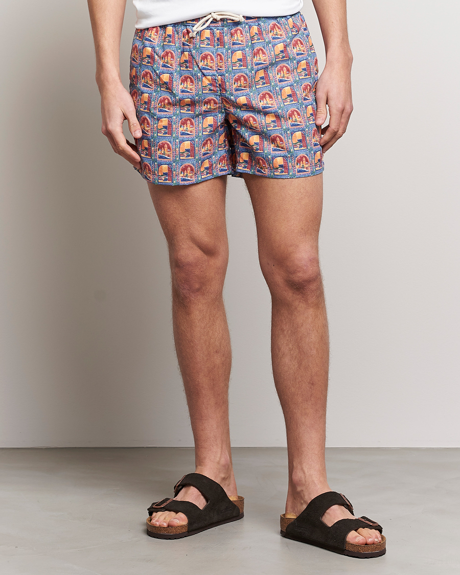 Heren | Zwembroek | Ripa Ripa | Printed Swimshorts Orange/Light Blue