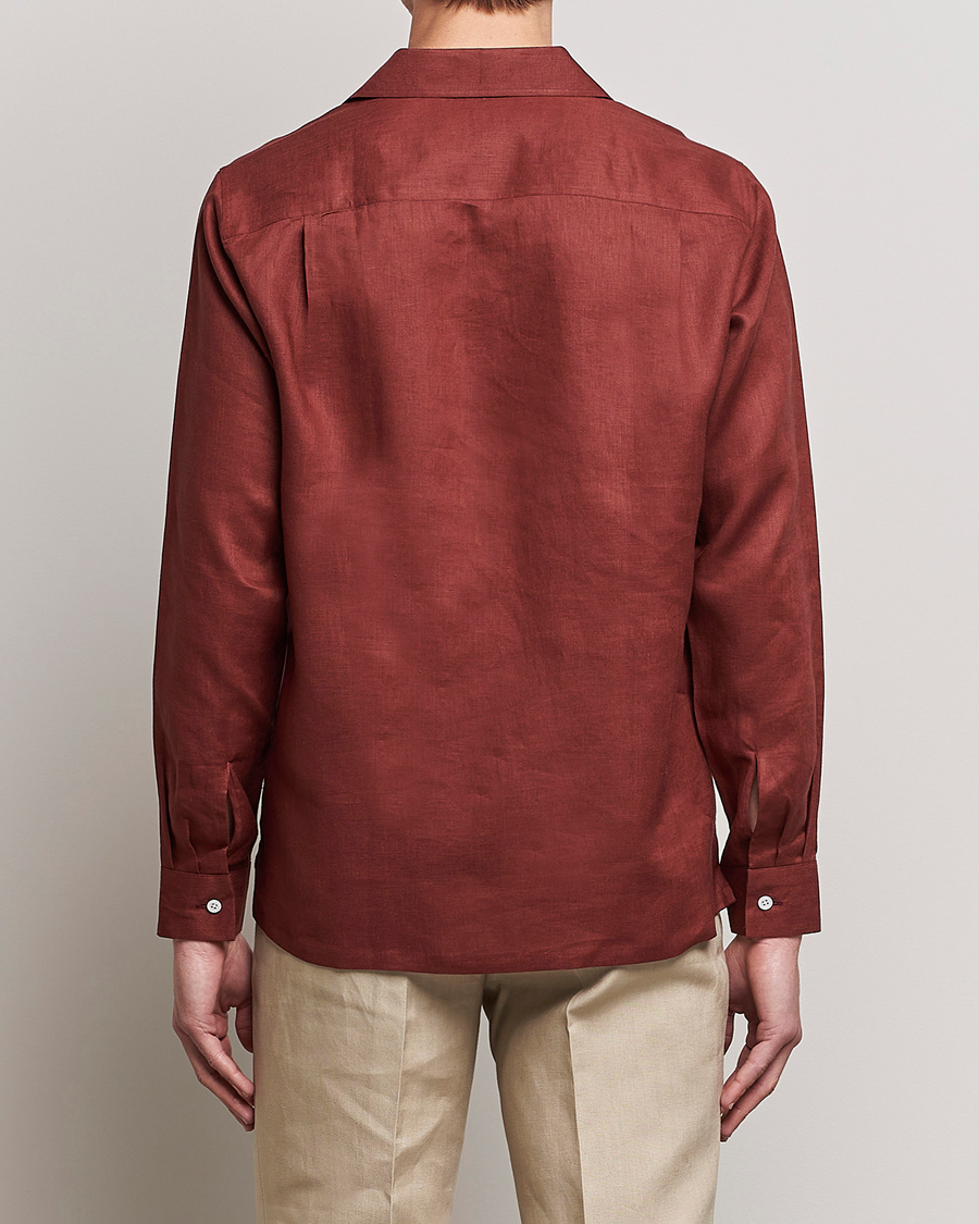 Heren | Overhemden | Beams F | Relaxed Linen Shirt Brick