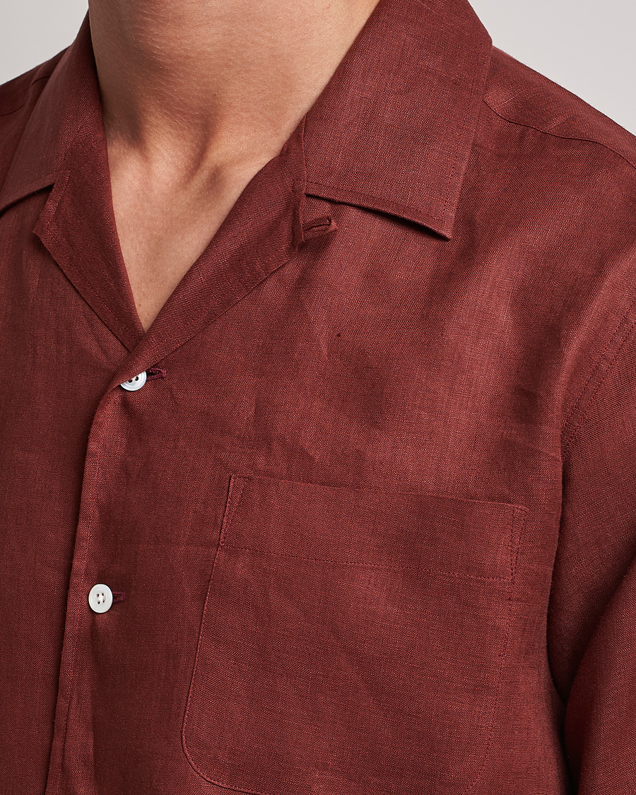 Heren | Overhemden | Beams F | Relaxed Linen Shirt Brick