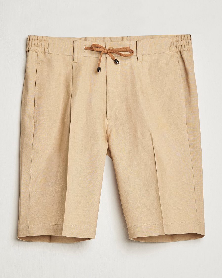 Homme | Shorts | Beams F | Pleated Linen Shorts Khaki