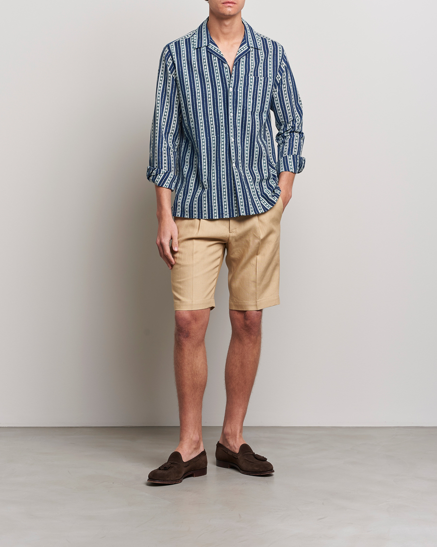Homme | Shorts | Beams F | Pleated Linen Shorts Khaki