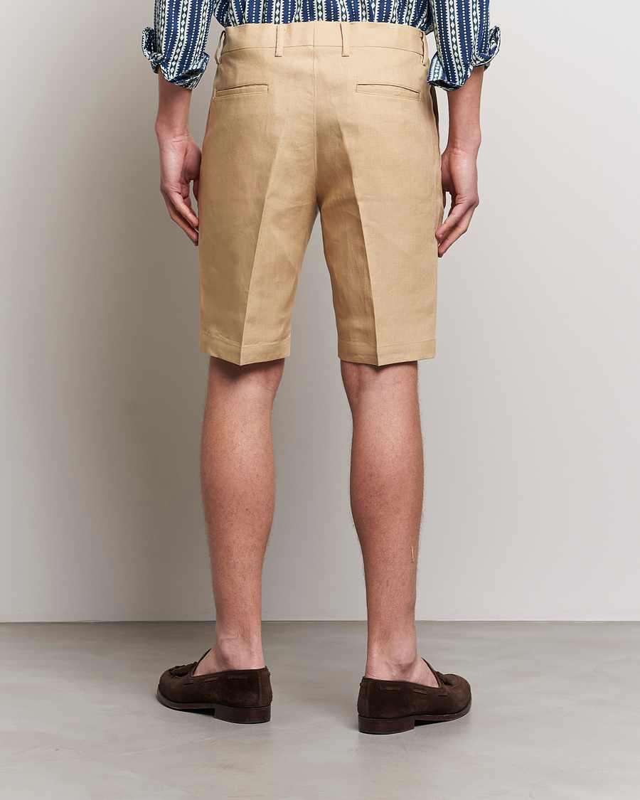 Homme | Shorts | Beams F | Pleated Linen Shorts Khaki