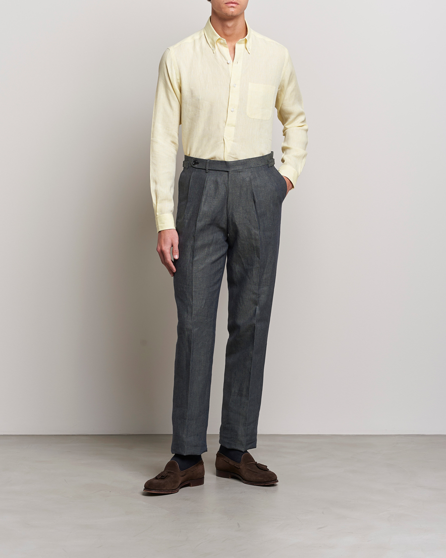 Heren | Overhemden | Beams F | Button Down Pullover Shirt Yellow