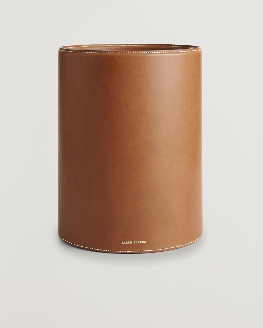 Homme | Pour La Maison | Ralph Lauren Home | Brennan Leather Waste Bin Saddle Brown