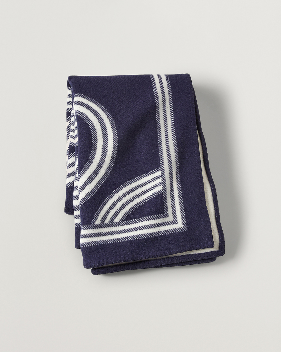 Homme | Ralph Lauren Home Berken Wool/Cashmere Signature Logo Blanket Navy | Ralph Lauren Home | Berken Wool/Cashmere Signature Logo Blanket Navy