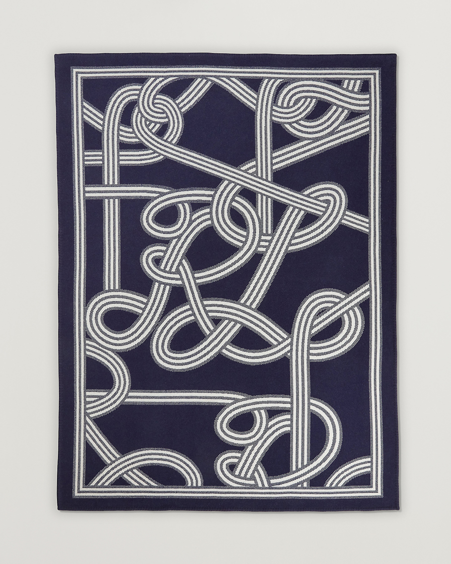 Homme | Ralph Lauren Home Berken Wool/Cashmere Signature Logo Blanket Navy | Ralph Lauren Home | Berken Wool/Cashmere Signature Logo Blanket Navy