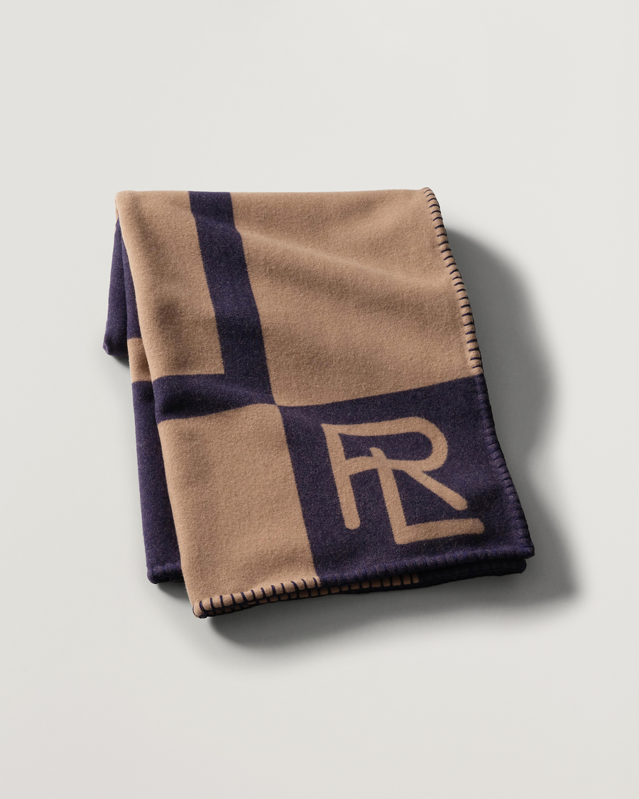 Homme | Ralph Lauren Home Northam RL Graphic Colour Block Wool Throw Camel/Navy | Ralph Lauren Home | Northam RL Graphic Colour Block Wool Throw Camel/Navy