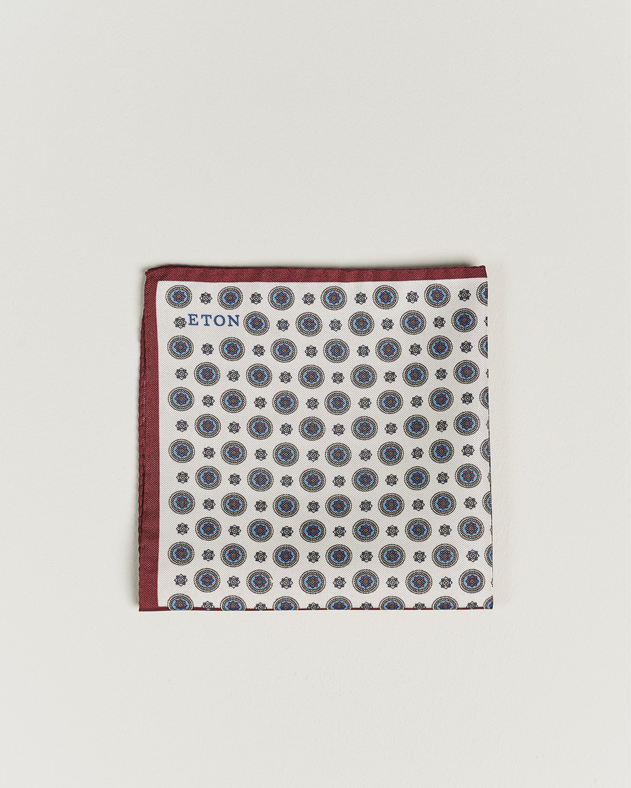 Heren | Pochets | Eton | Silk Four Faced Medallion Pocket Square White Multi