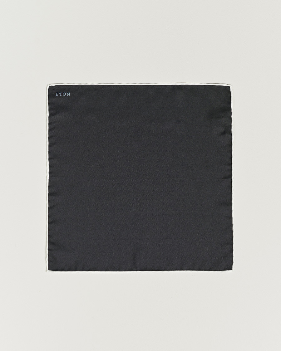 Homme | Eton Silk Pocket Square Black | Eton | Silk Pocket Square Black