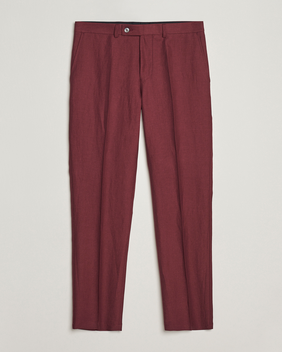 Homme | Pantalons | Oscar Jacobson | Deccan Linen Trousers Moon Red