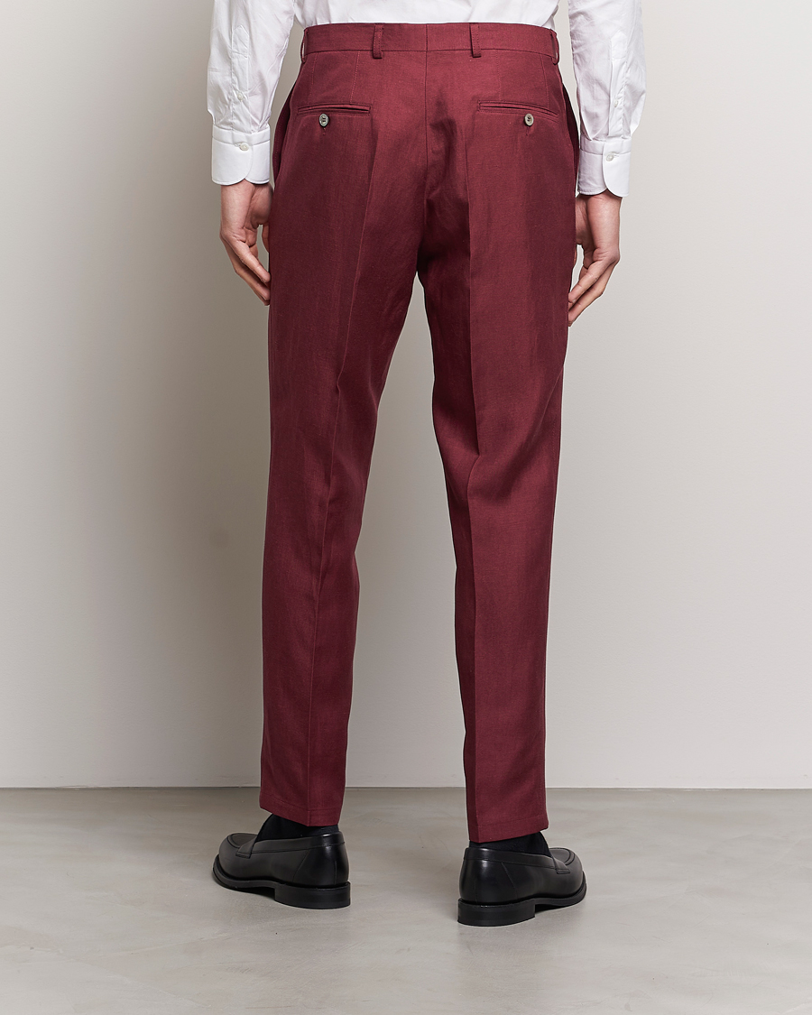 Homme | Pantalons | Oscar Jacobson | Deccan Linen Trousers Moon Red