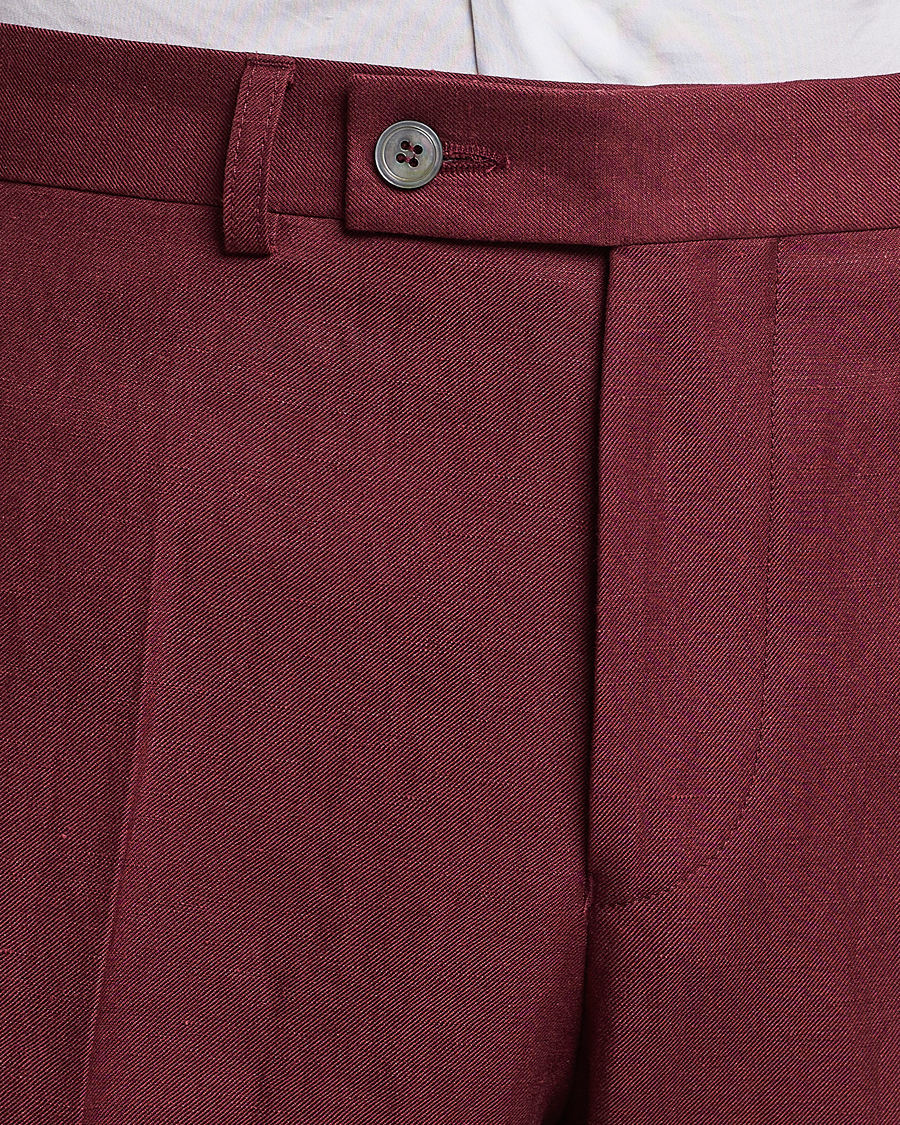 Homme | Pantalons | Oscar Jacobson | Deccan Linen Trousers Moon Red