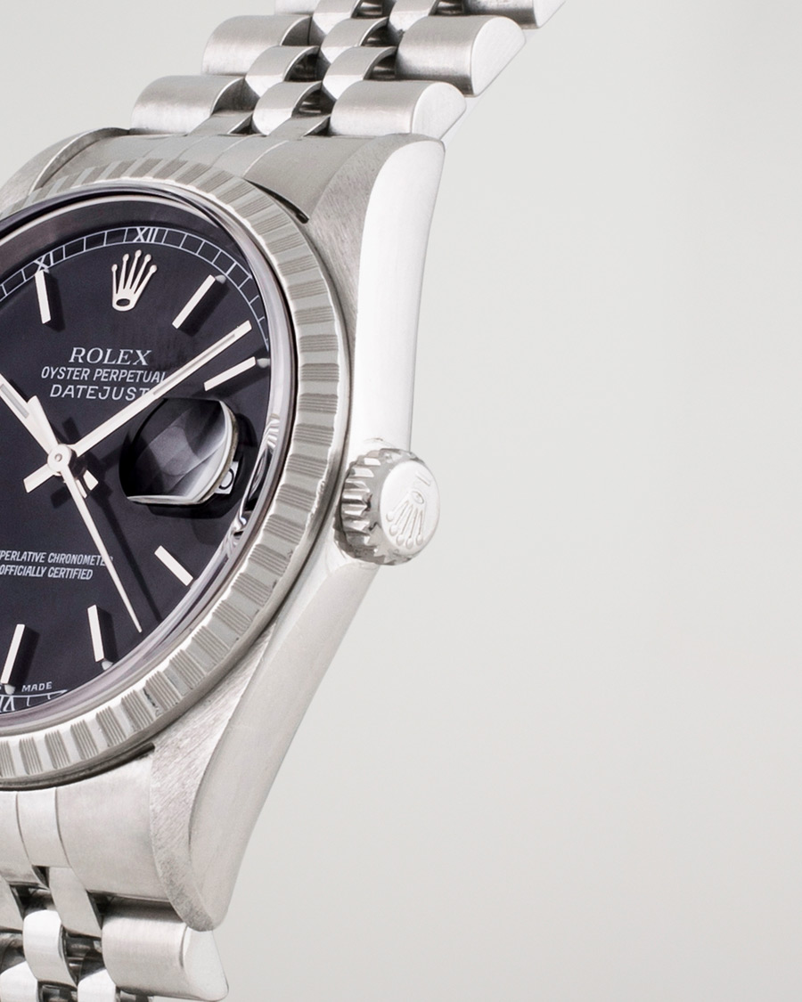 Heren | Pre-Owned & Vintage Watches | Rolex Pre-Owned | Datejust 16220 Oyster Perpetual Black Steel Black