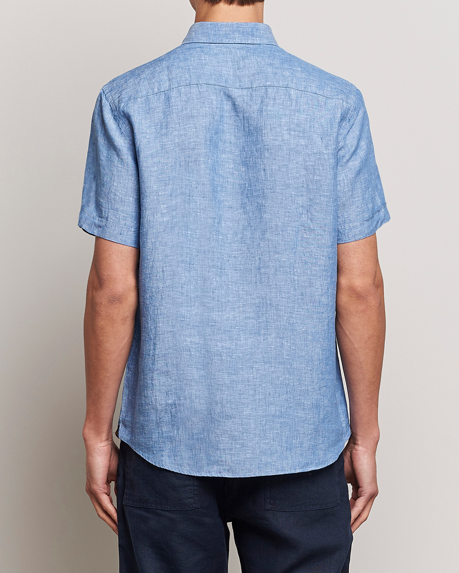 Homme | Chemises | Morris | Douglas Linen Short Sleeve Shirt Blue