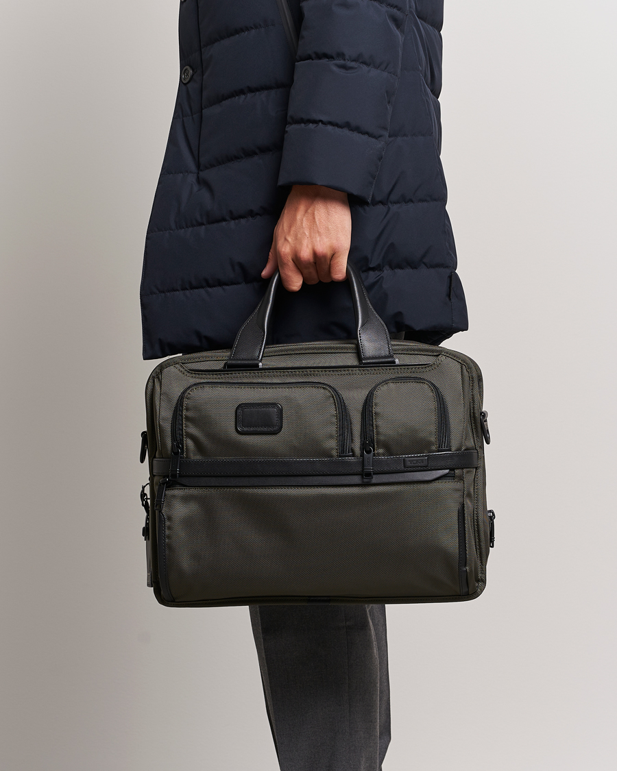 Homme | TUMI Alpha 3 Expandable Organizer Laptop Brief Olive Night | TUMI | Alpha 3 Expandable Organizer Laptop Brief Olive Night
