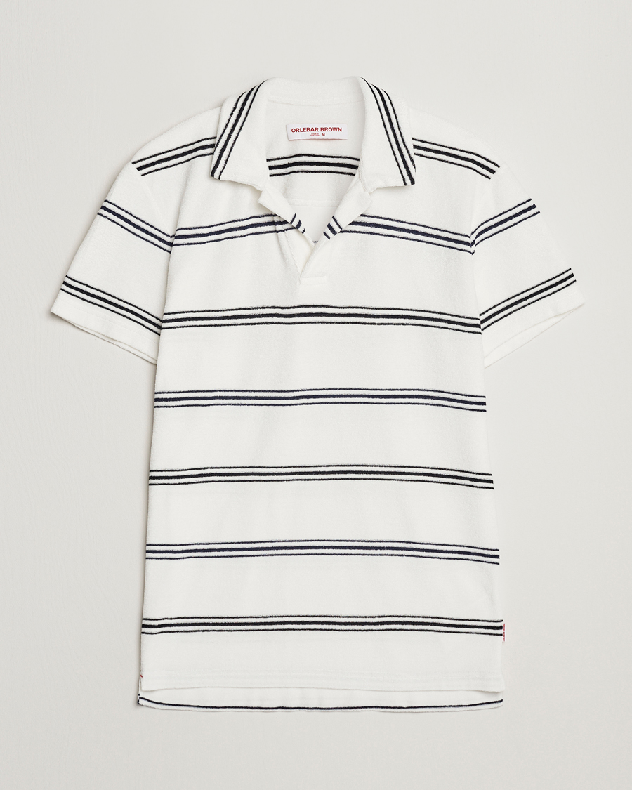 Homme | Polos | Orlebar Brown | Terry Classic Twin Stripe Polo White/Night Iris