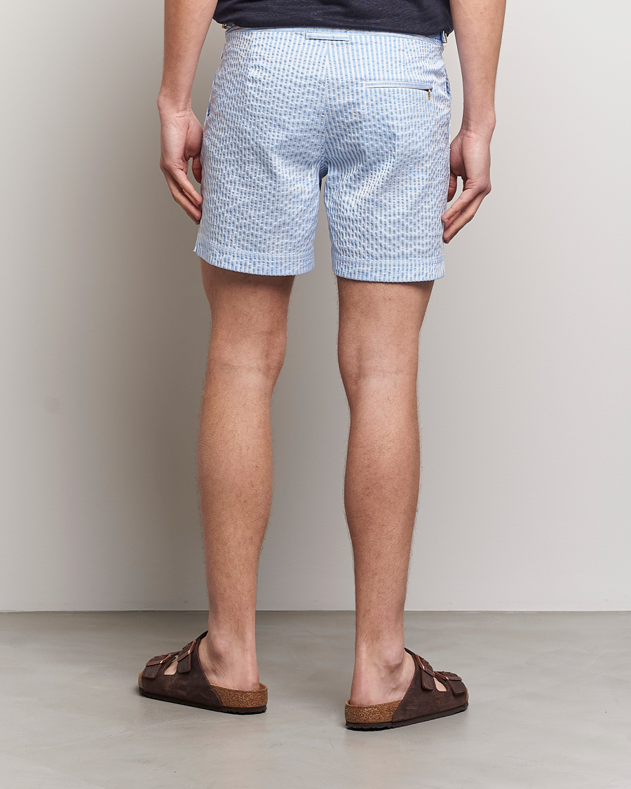 Homme | Maillots De Bain | Orlebar Brown | Bulldog Classic Stripe Swimshorts White/Light Island Sky