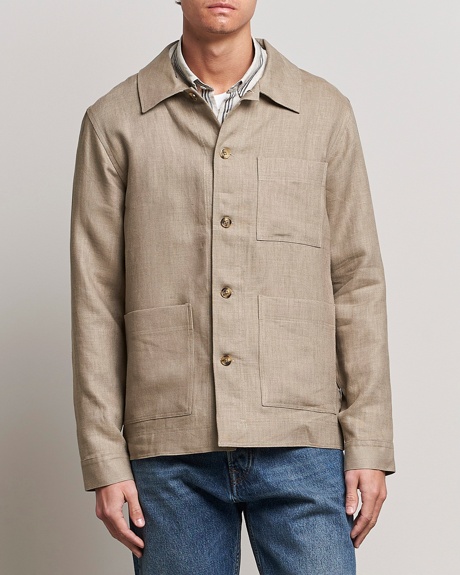 Homme | Chemises | NN07 | Olav Linen Overshirt Greige