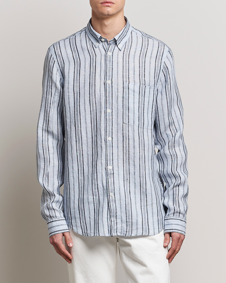 Homme | Chemises | NN07 | Arne Strinped Linen Shirt Blue