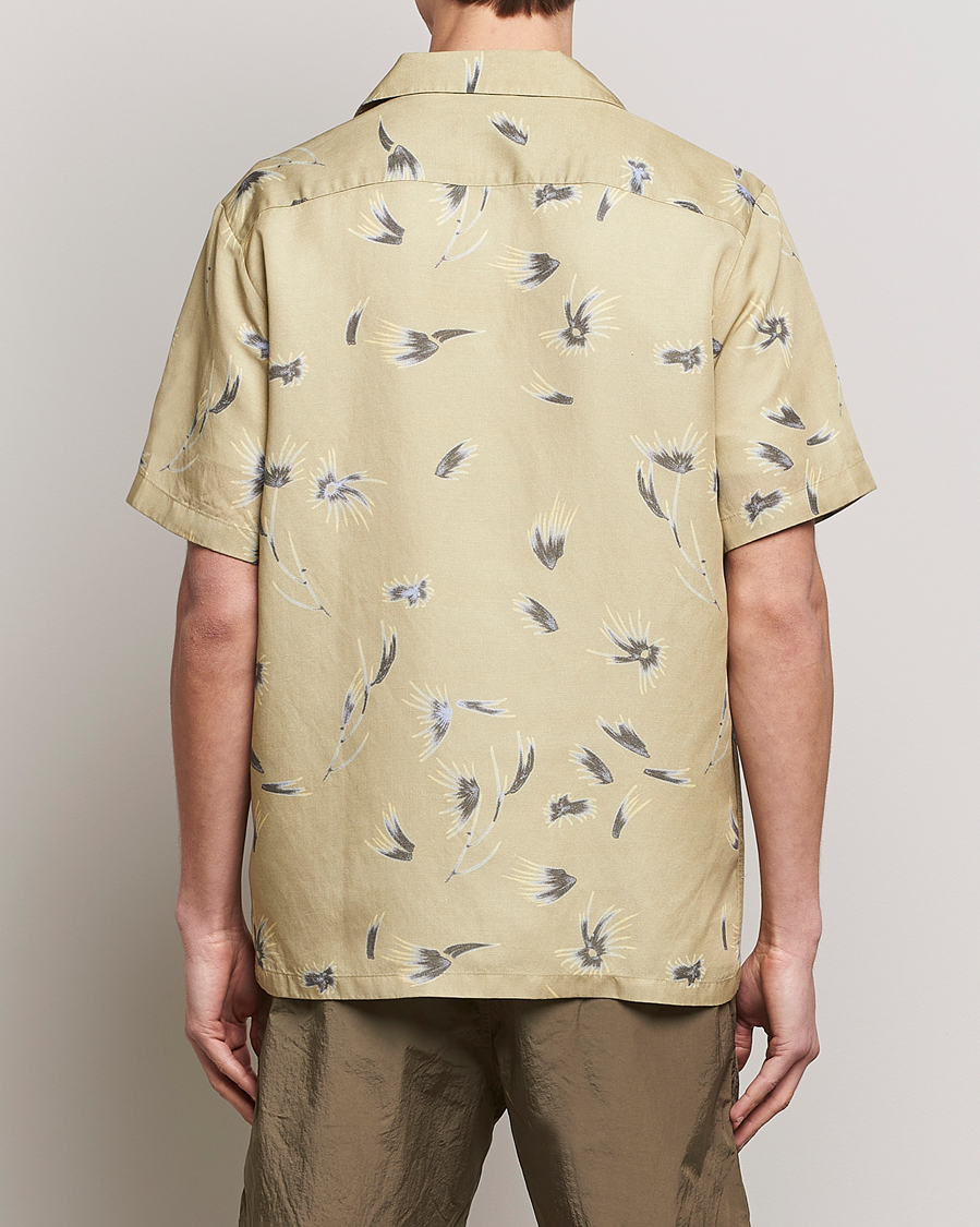 Homme | Chemises | NN07 | Daniel Short Sleeve Tencel/Linen Printed Shirt Pale Olive
