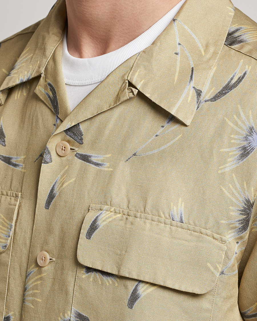 Homme | Chemises | NN07 | Daniel Short Sleeve Tencel/Linen Printed Shirt Pale Olive