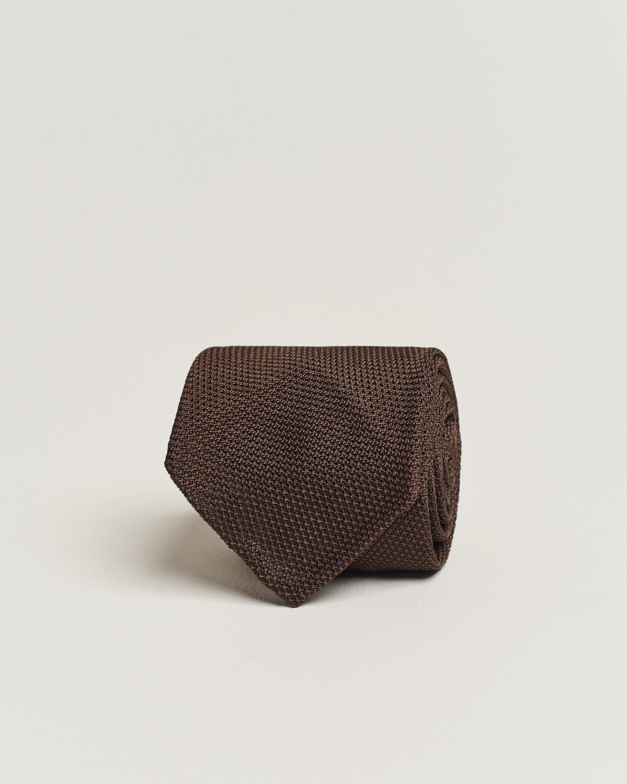Homme | Finamore Napoli Grenadine Silk Tie Dark Brown | Finamore Napoli | Grenadine Silk Tie Dark Brown