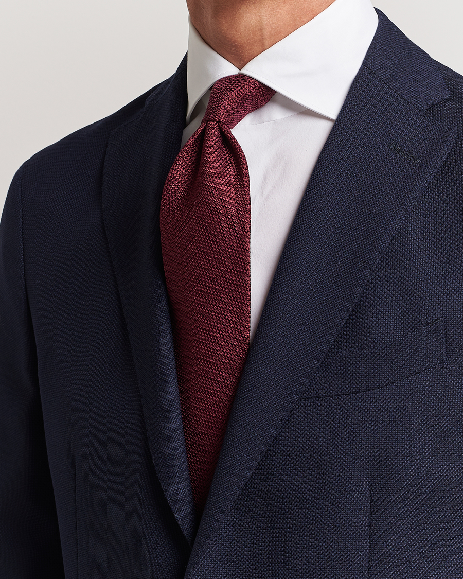 Homme | Finamore Napoli Grenadine Silk Tie Burgundy | Finamore Napoli | Grenadine Silk Tie Burgundy
