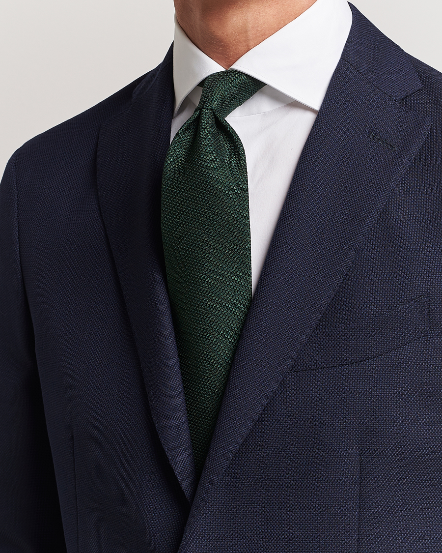 Homme | Finamore Napoli Grenadine Silk Tie Forest Green | Finamore Napoli | Grenadine Silk Tie Forest Green