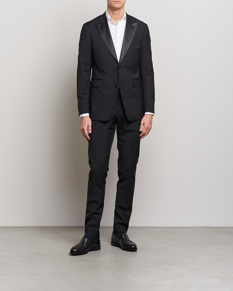 Homme | Chemises | Finamore Napoli | Milano Slim Plisse Smoking Shirt White