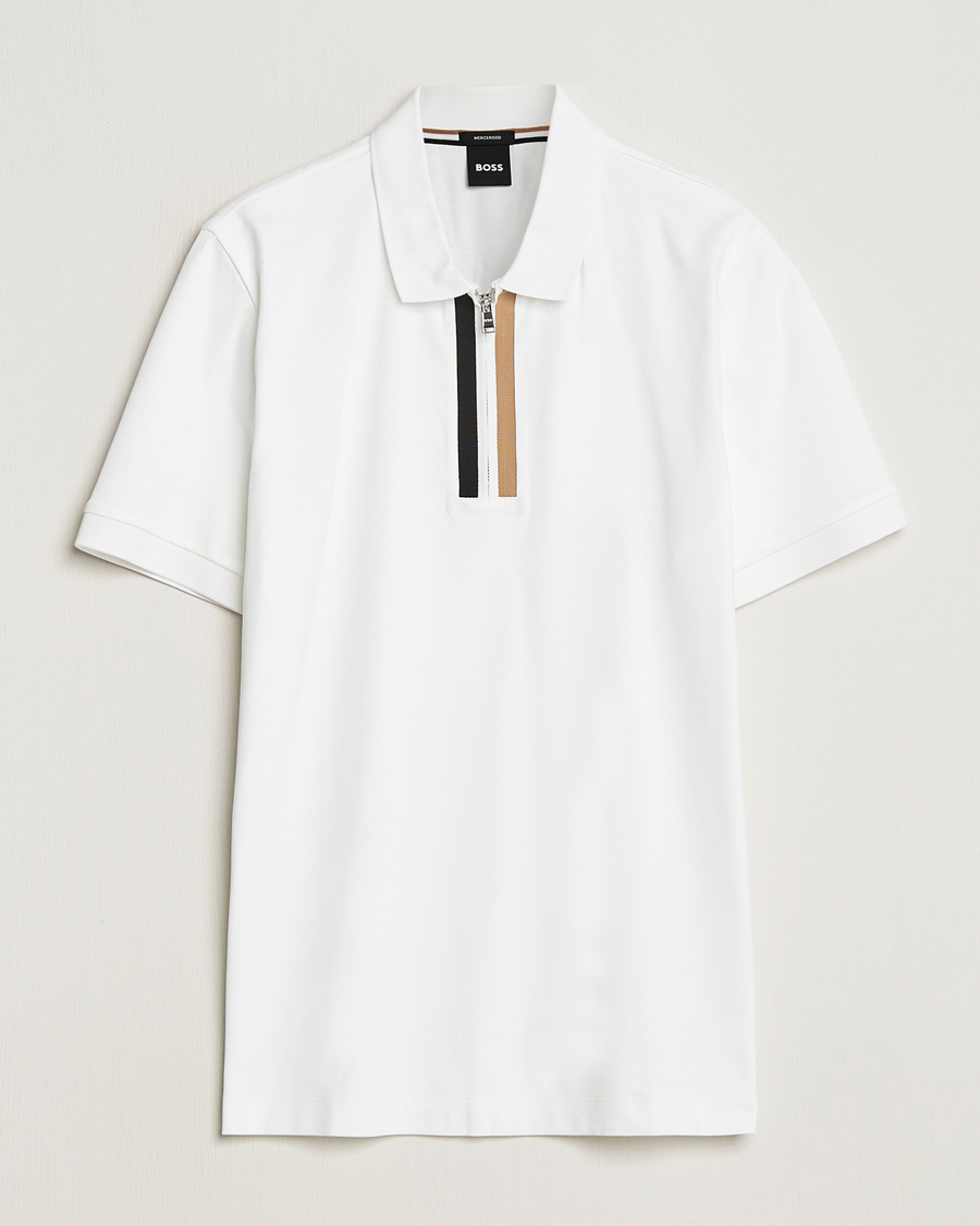 Homme | Polos | BOSS BLACK | Paras Half Zip Polo White