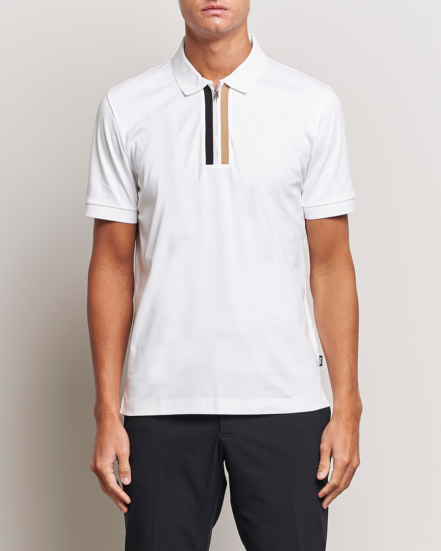 Homme | Polos | BOSS BLACK | Paras Half Zip Polo White