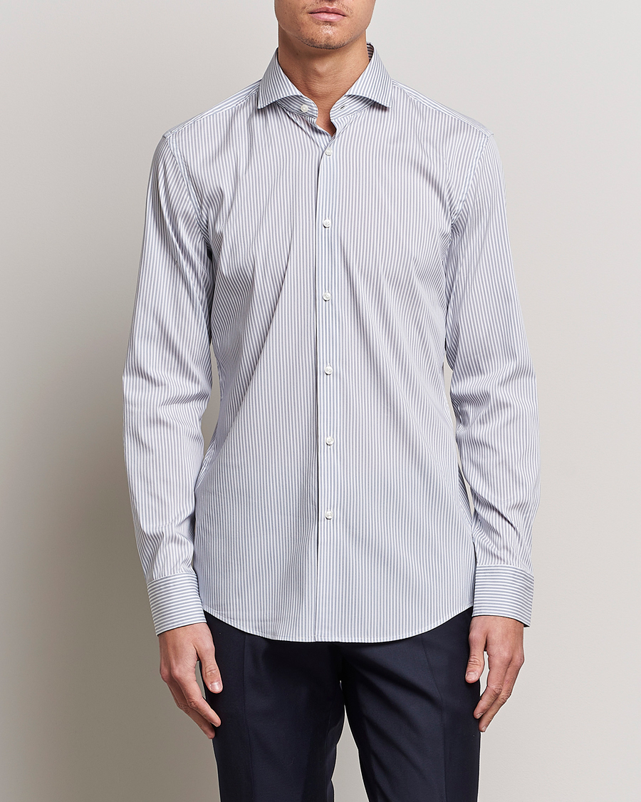 Homme | Chemises | BOSS BLACK | Hank 4-Way Striped Stretch Shirt Open Blue