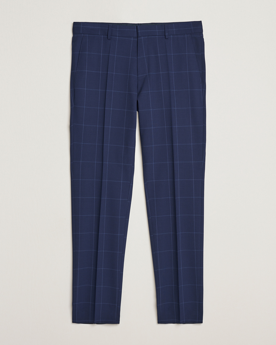 Homme | Pantalons | BOSS BLACK | Genius Checked Suit Trousers Dark Blue