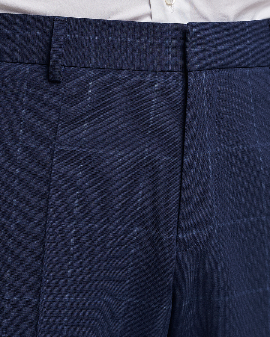 Homme | Pantalons | BOSS BLACK | Genius Checked Suit Trousers Dark Blue