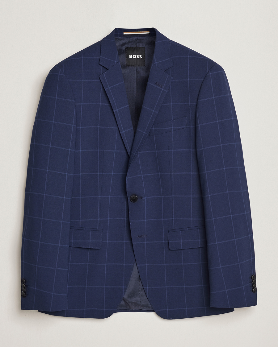 Homme | Blazers | BOSS BLACK | Huge Checked Suit Blazer Dark Blue
