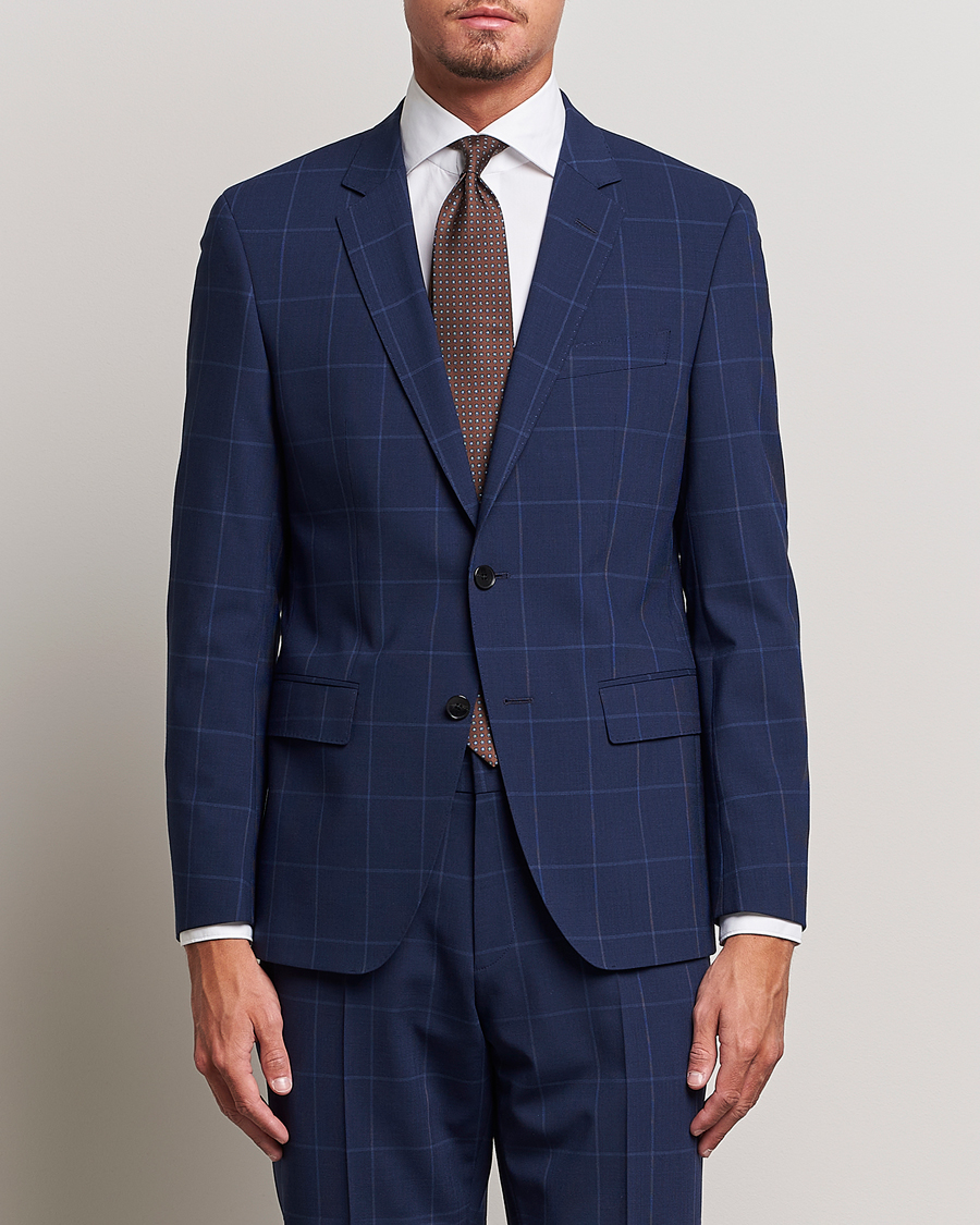 Homme | Blazers | BOSS BLACK | Huge Checked Suit Blazer Dark Blue