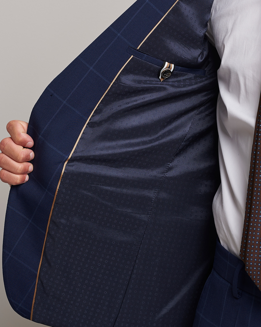 Homme | Blazers | BOSS BLACK | Huge Checked Suit Blazer Dark Blue