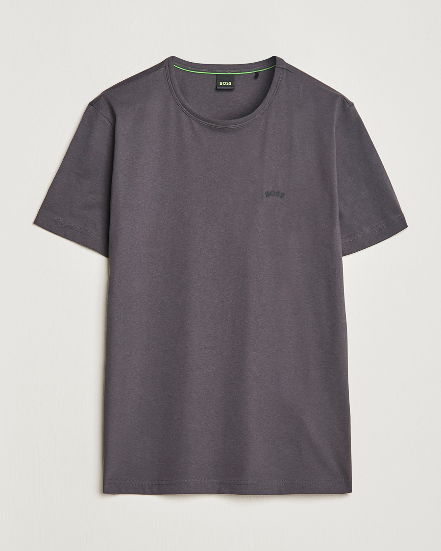 Homme | T-shirts | BOSS GREEN | Curved Logo Crew Neck T-Shirt Dark Grey