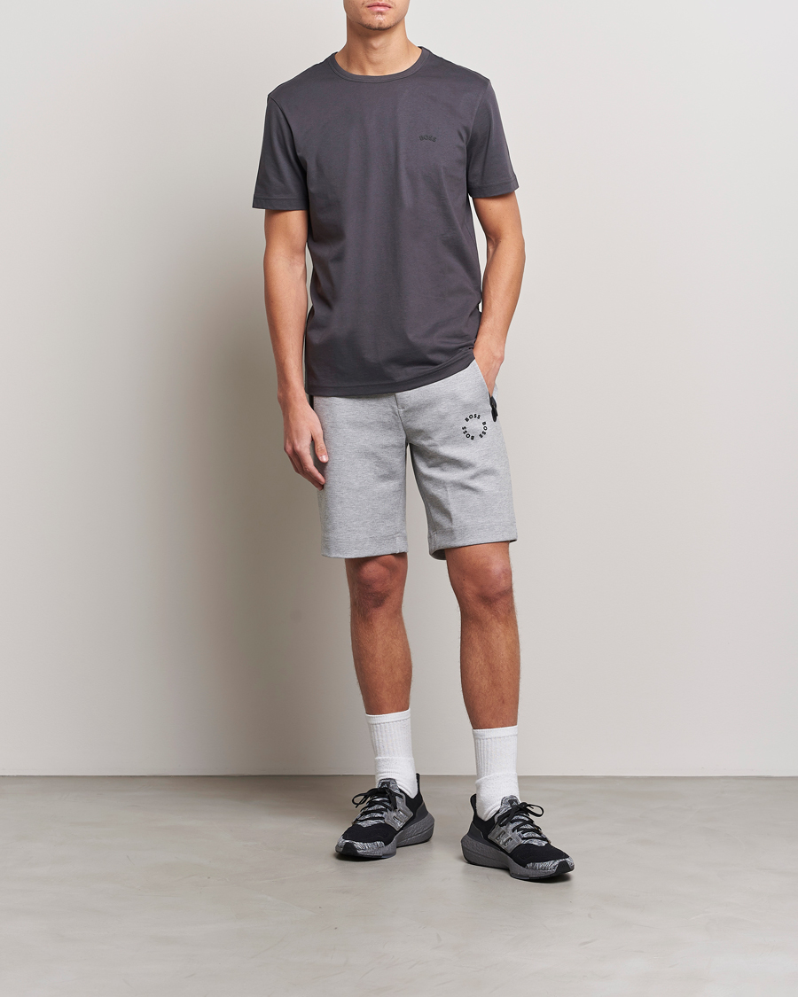 Homme | T-shirts | BOSS GREEN | Curved Logo Crew Neck T-Shirt Dark Grey