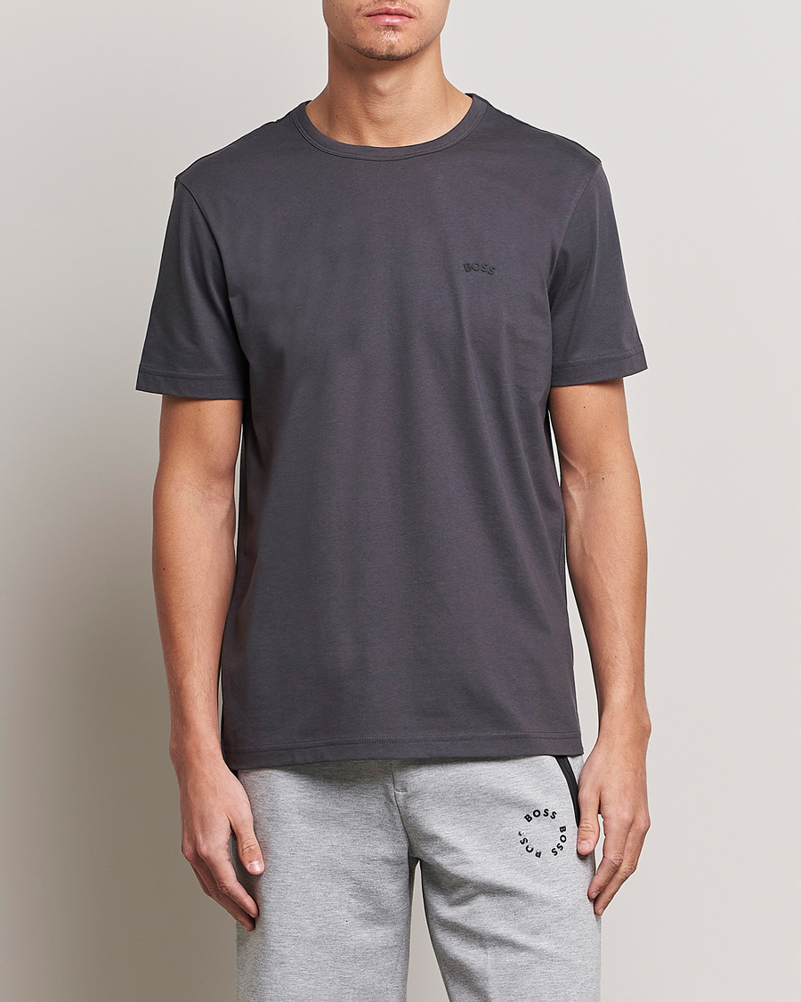 Homme | T-shirts | BOSS GREEN | Curved Logo Crew Neck T-Shirt Dark Grey