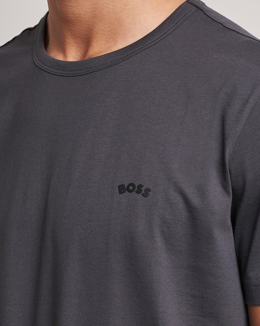 Homme | T-shirts | BOSS GREEN | Curved Logo Crew Neck T-Shirt Dark Grey