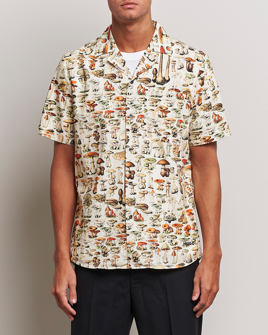 Homme | Chemises | HUGO | Ellino Mushroom Short Sleeve Shirt Beige Overflow