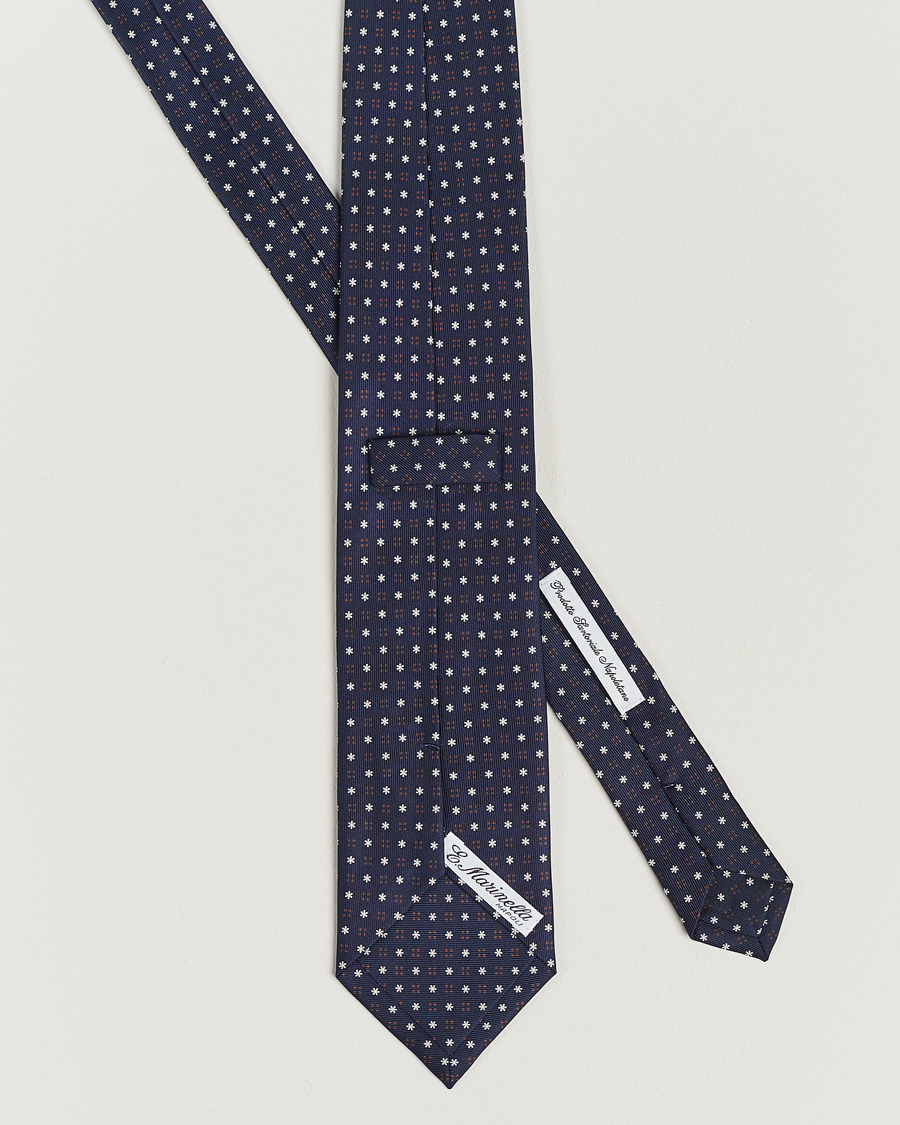 Homme | E. Marinella 3-Fold Printed Silk Tie Navy | E. Marinella | 3-Fold Printed Silk Tie Navy
