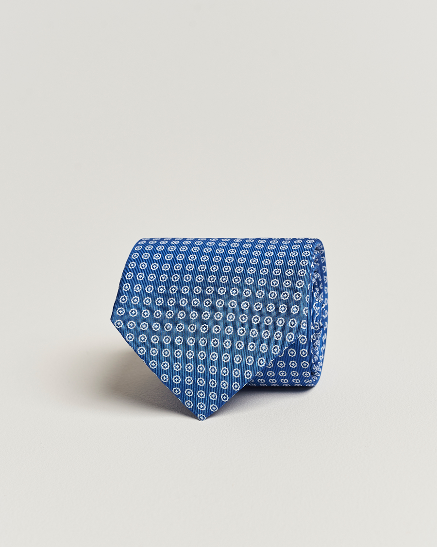 Homme | E. Marinella 3-Fold Printed Silk Tie Bluette | E. Marinella | 3-Fold Printed Silk Tie Bluette