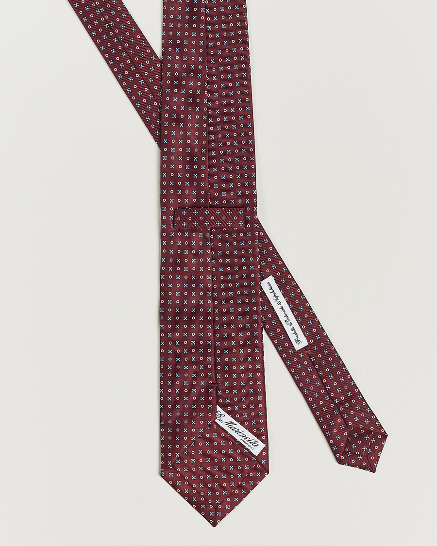 Homme | E. Marinella 3-Fold Printed Silk Tie Burgundy | E. Marinella | 3-Fold Printed Silk Tie Burgundy
